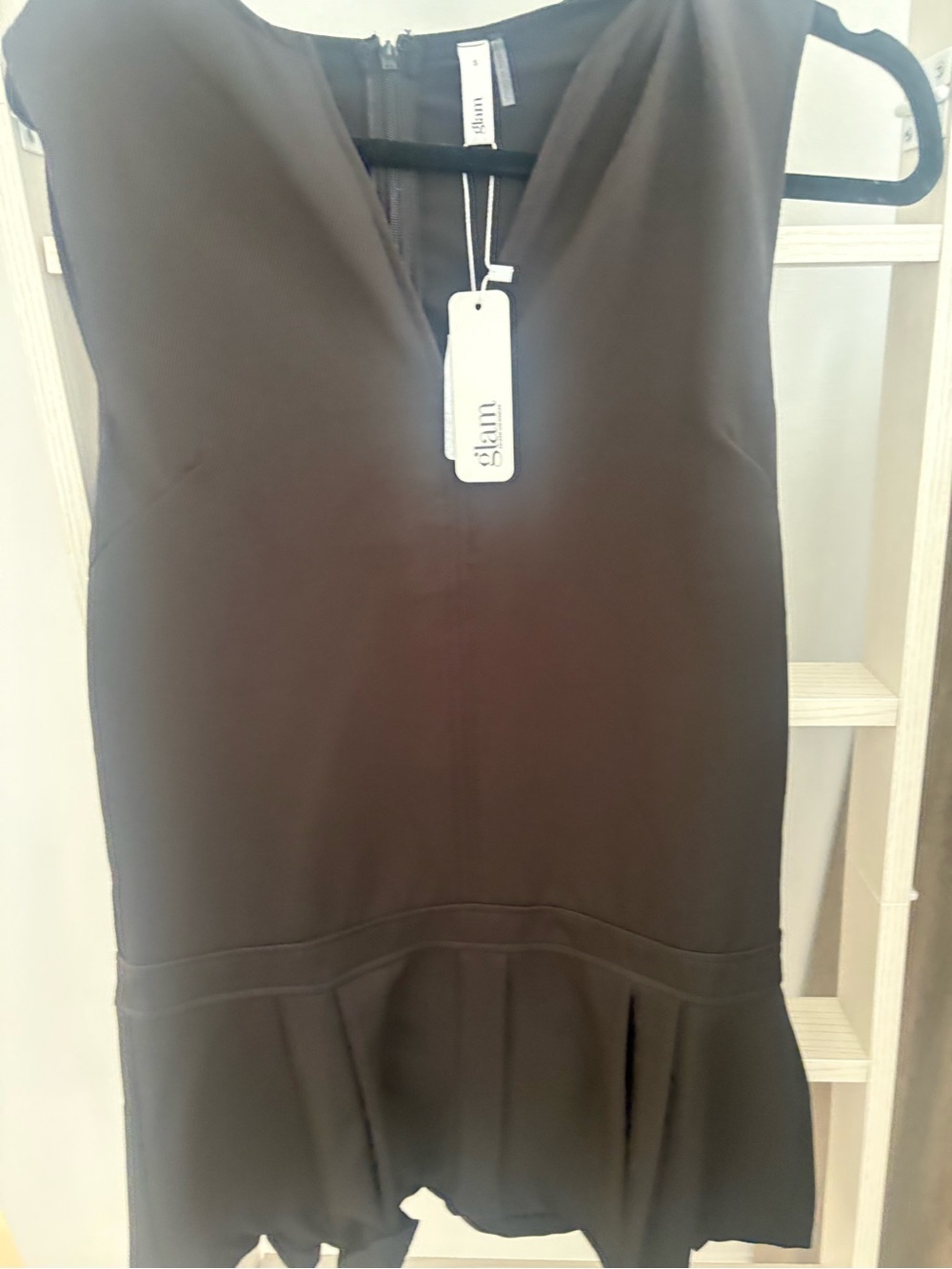 glam Black V‑Neck Peplum Mini Dress